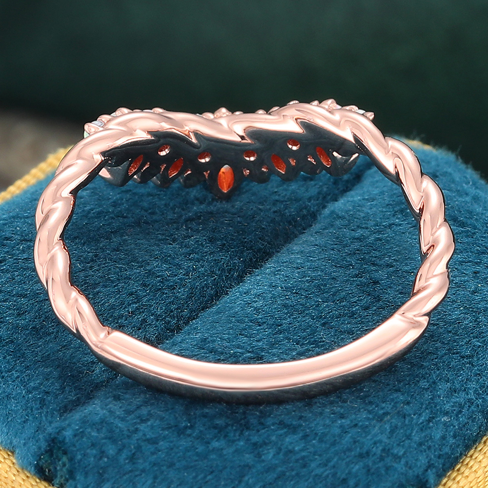 Juyoyo Opal 14K Rose Gold Curved Wedding Band