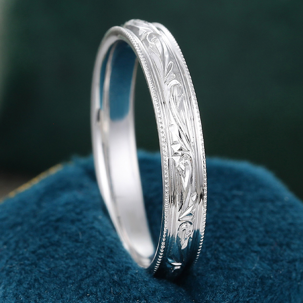 Juyoyo Vintage White Gold Stacking Wedding Ring