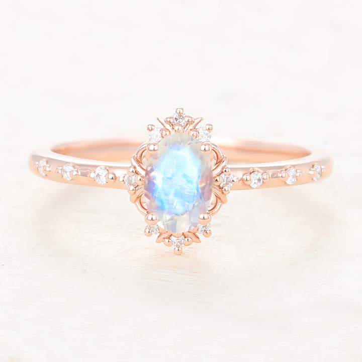 Art Deco Moonstone Ring Rose Gold