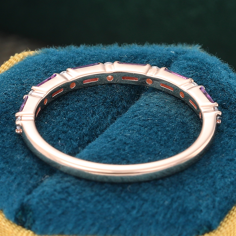 Amethyst Wedding Band 14K Rose Gold
