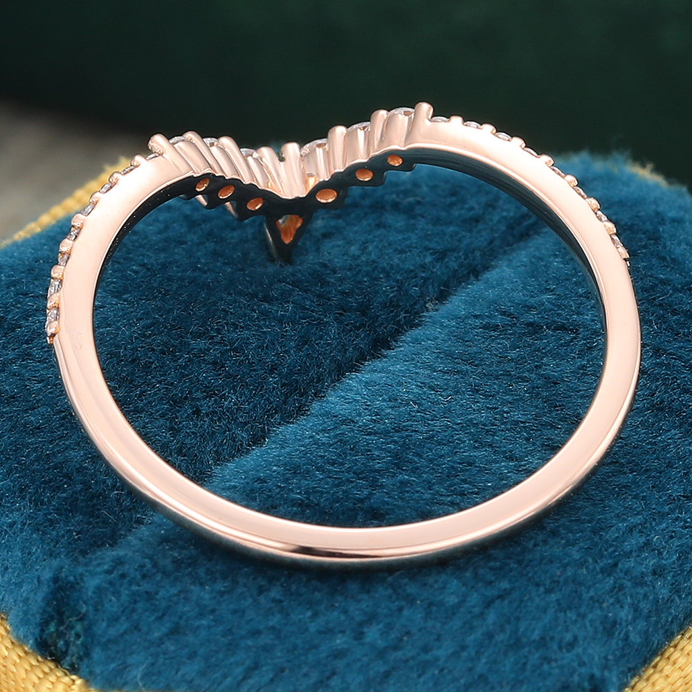 Juyoyo Pave Moss Agate Curved Wedding Band Rose Gold