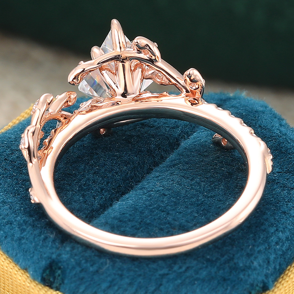 Juyoyo Kite Cut Moissanite Nature Inspired Ring Leaf Garden-Themed Anniversary Promise Ring