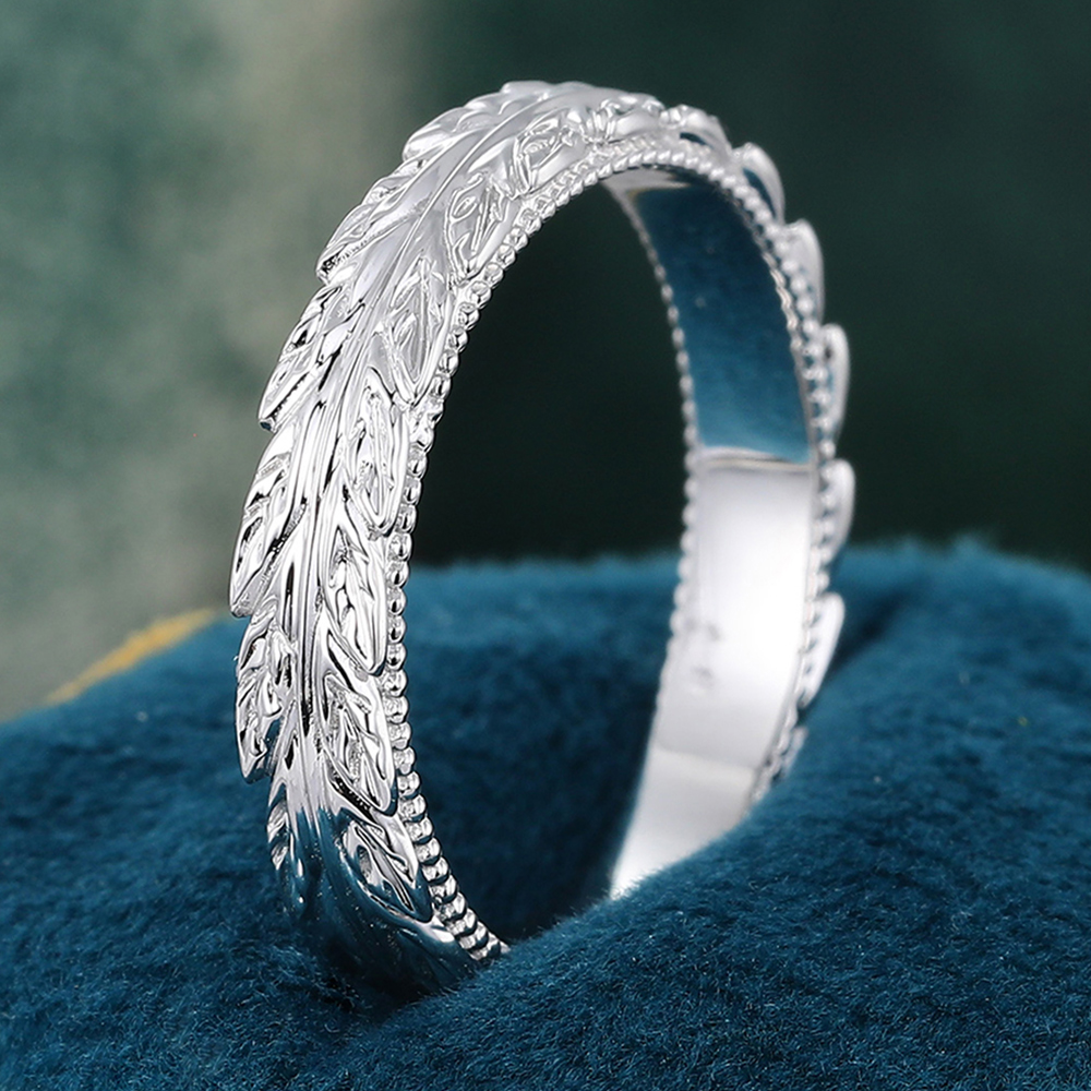 Juyoyo 3.5mm Leaf Engrave Wedding Band Plain Gold Ring