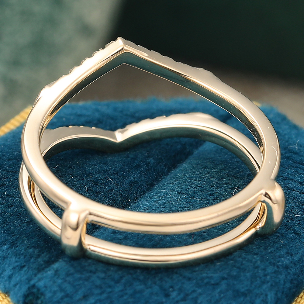 Juyoyo Moissanite Ring Enhancer Double Wedding Band Stacking Wedding Ring in 14K Yellow Gold