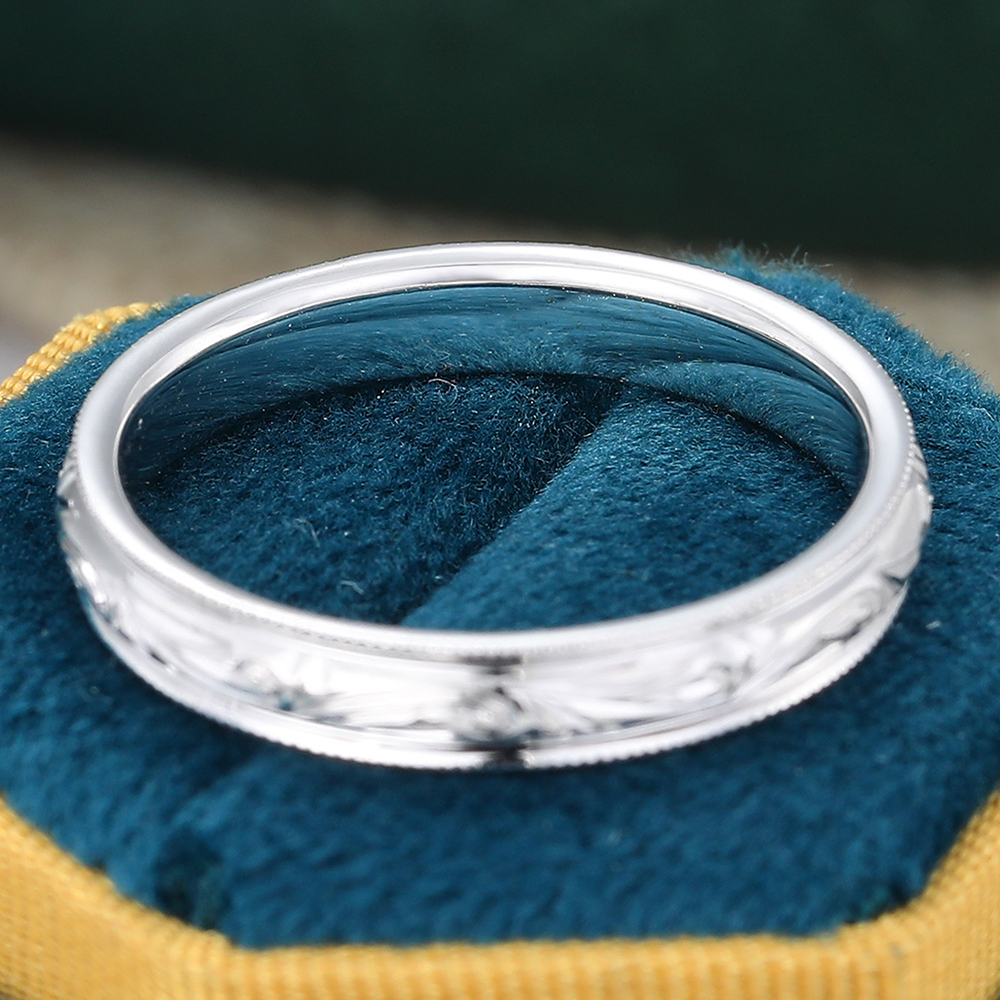 Juyoyo Vintage White Gold Stacking Wedding Ring