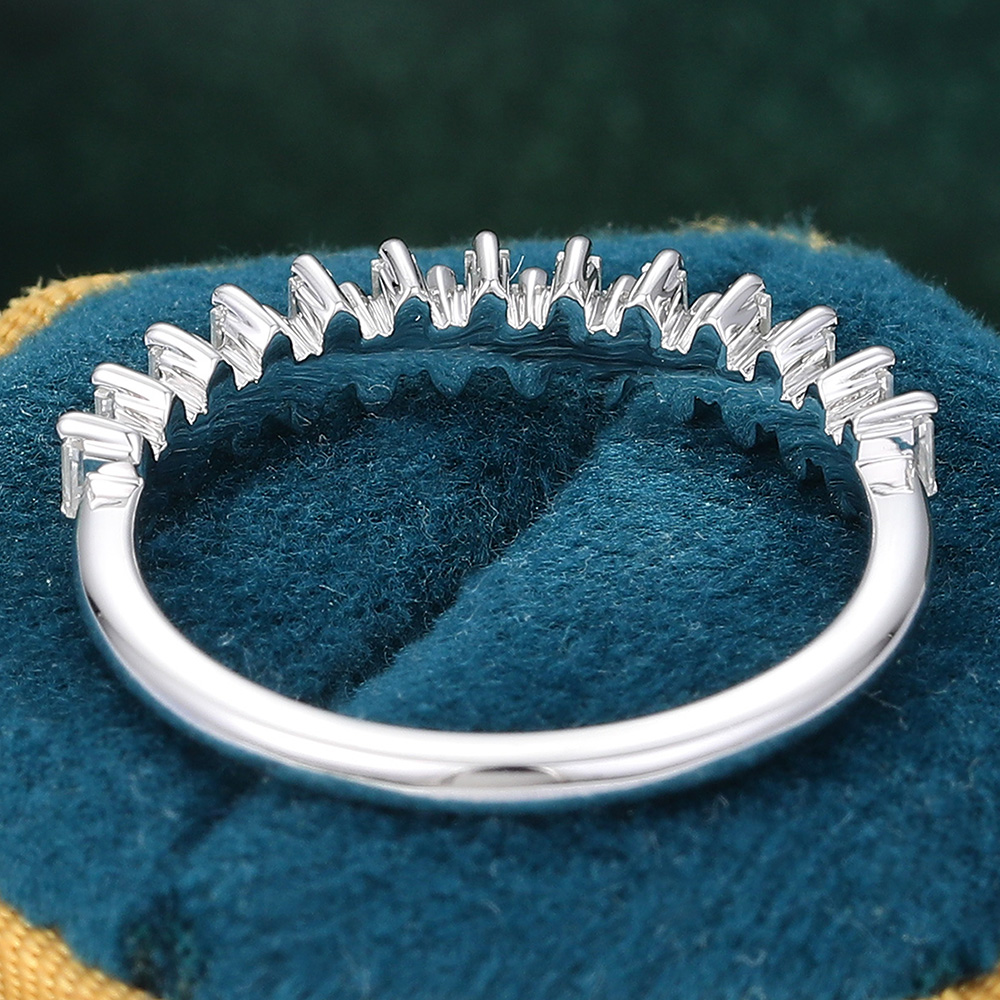 Juyoyo Baguette Cut Moissanite Wedding Band Unique Stacking Ring