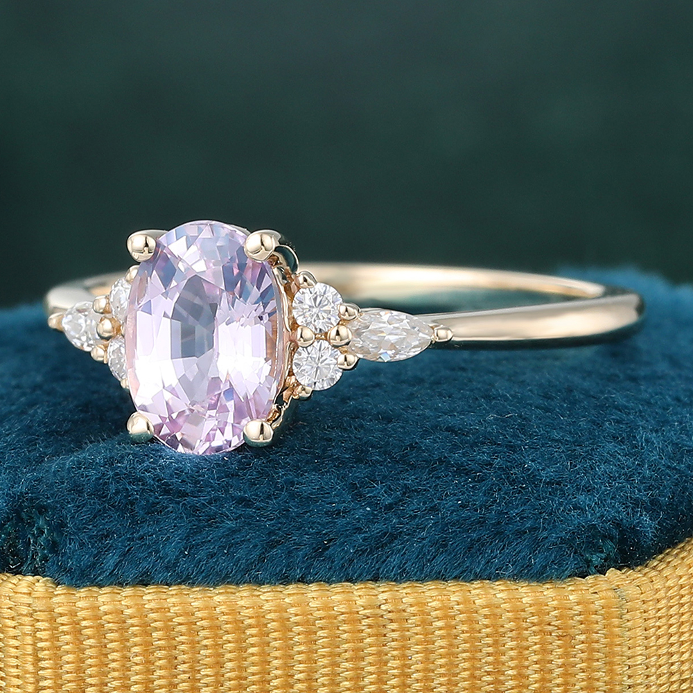 Pink Sapphire Engagement Ring Yellow Gold Band