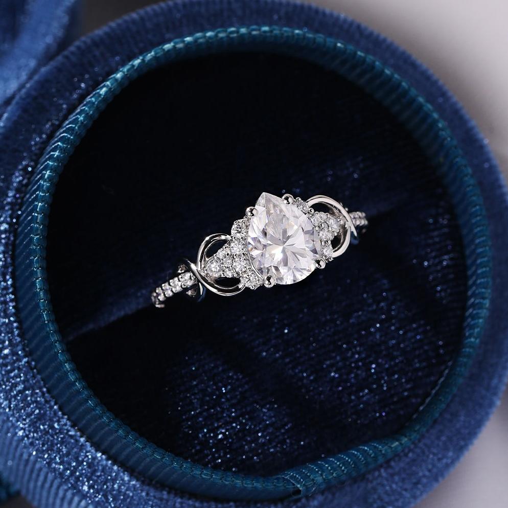 Pear Cut Moissanite Engagement Ring Infinity Promise Ring Pav&eacute; Diamond Ring Rose Gold