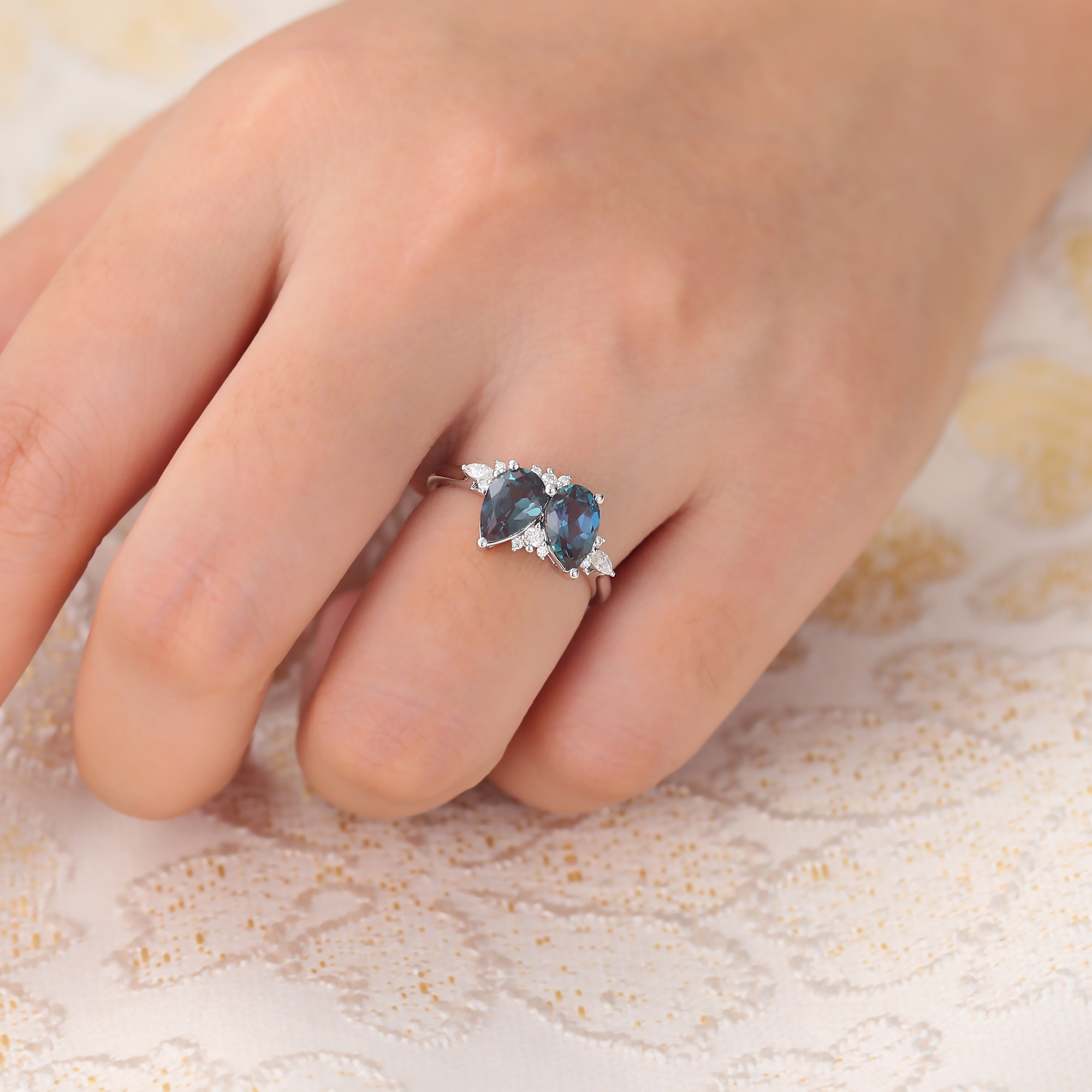 Toi Et Moi Alexandrite Engagement Ring