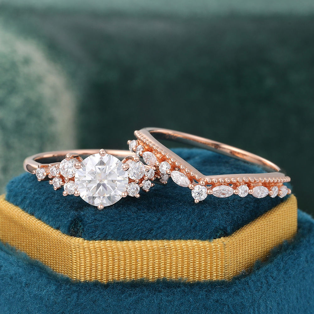 Juyoyo Moissanite Bridal Ring Set Vintage Engagement and Wedding Ring Set for Women - 2pcs