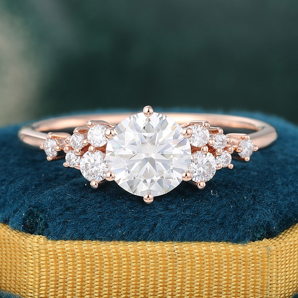 Juyoyo 1ct Moissanite Gold Vintage Engagement Ring 
