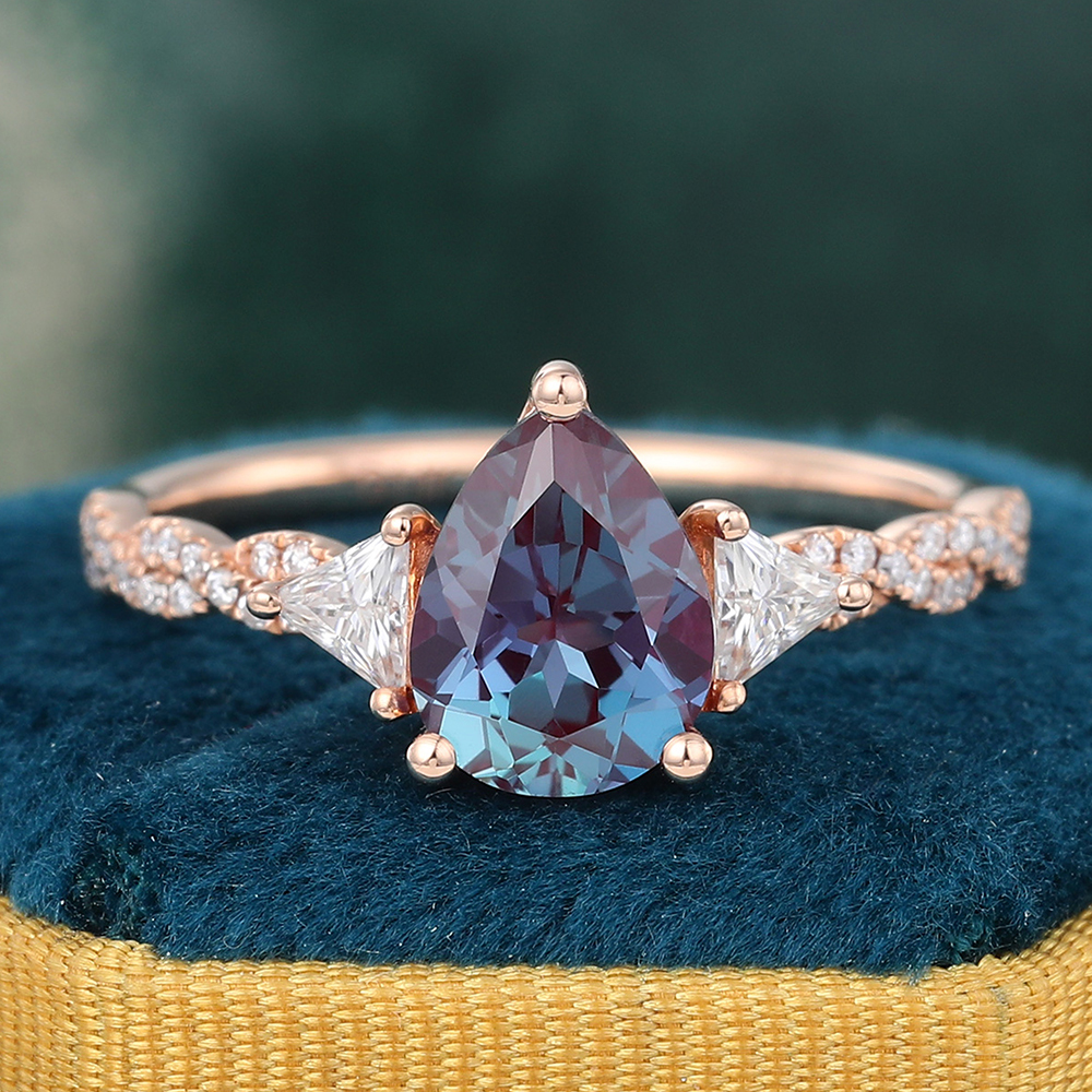 Vintage Alexandrite Engagement Ring Rose Gold