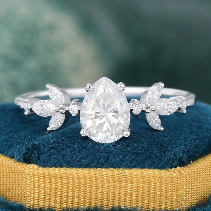 Pear Shaped Moissanite Rose Gold Engagement Ring