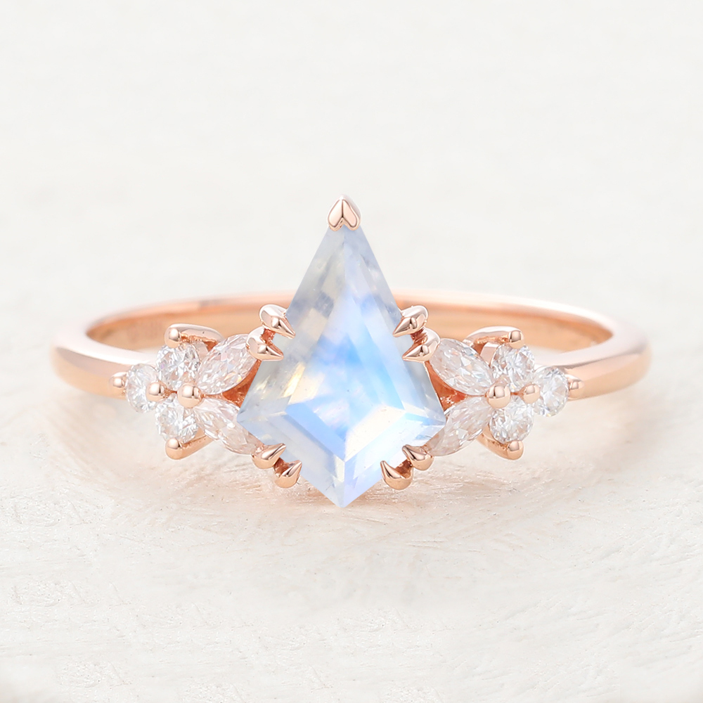 Juyoyo Kite Cut Unique Moonstone Rose Gold Dainty Engagement Ring