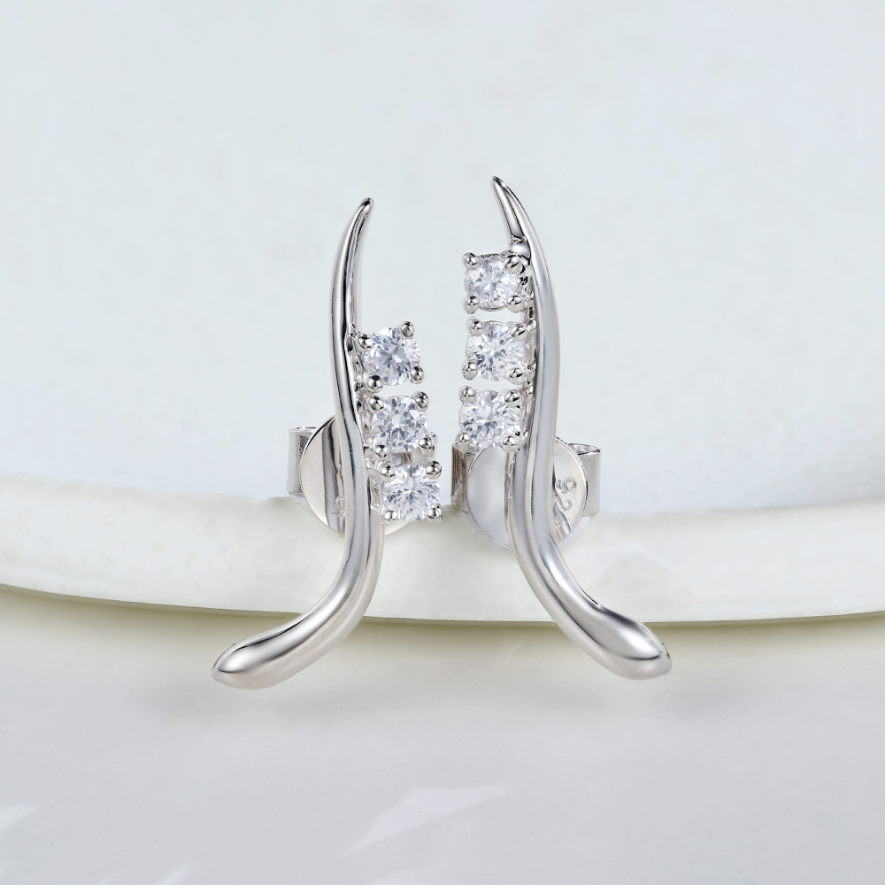 Digress White Sapphire Stud Earrings