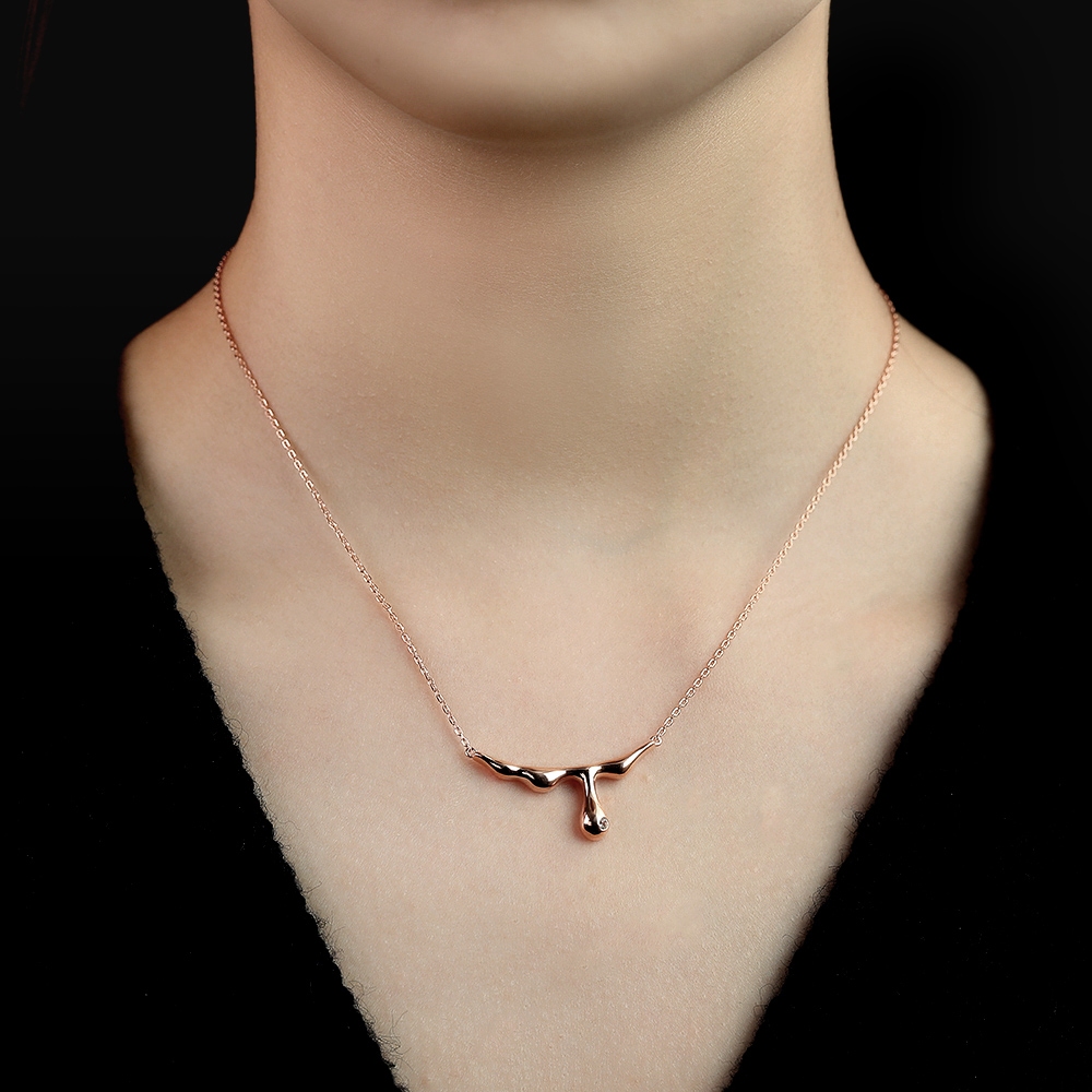 Rose Gold White Sapphire Pendant Necklace