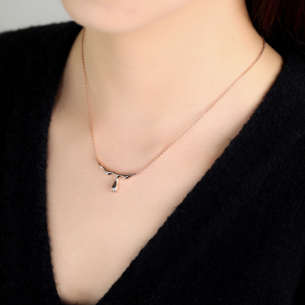 Rose Gold White Sapphire Pendant Necklace