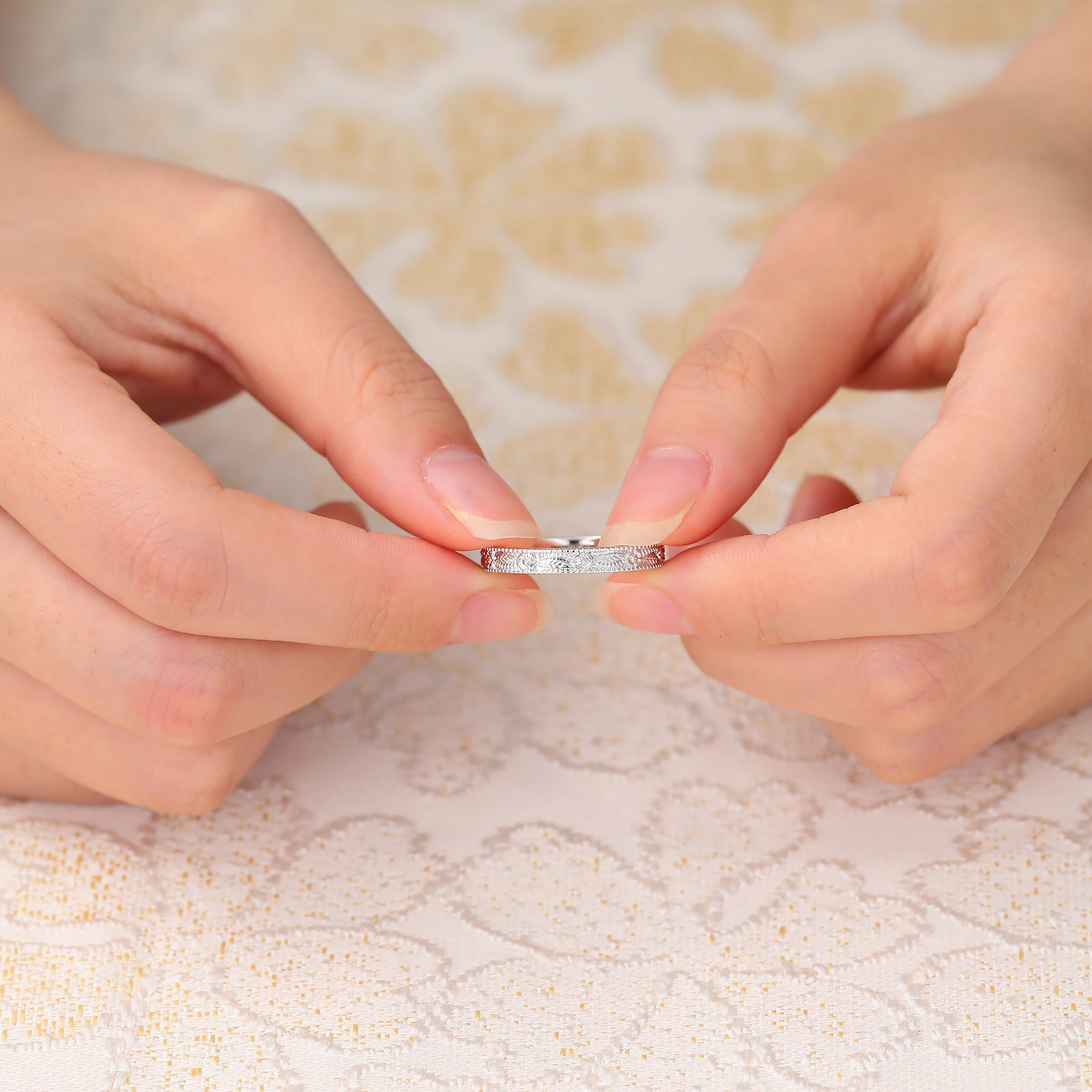 Juyoyo Celtic Eternity Engraved Wedding Band Nature Inspired Thick Stacking Ring for Men/Women