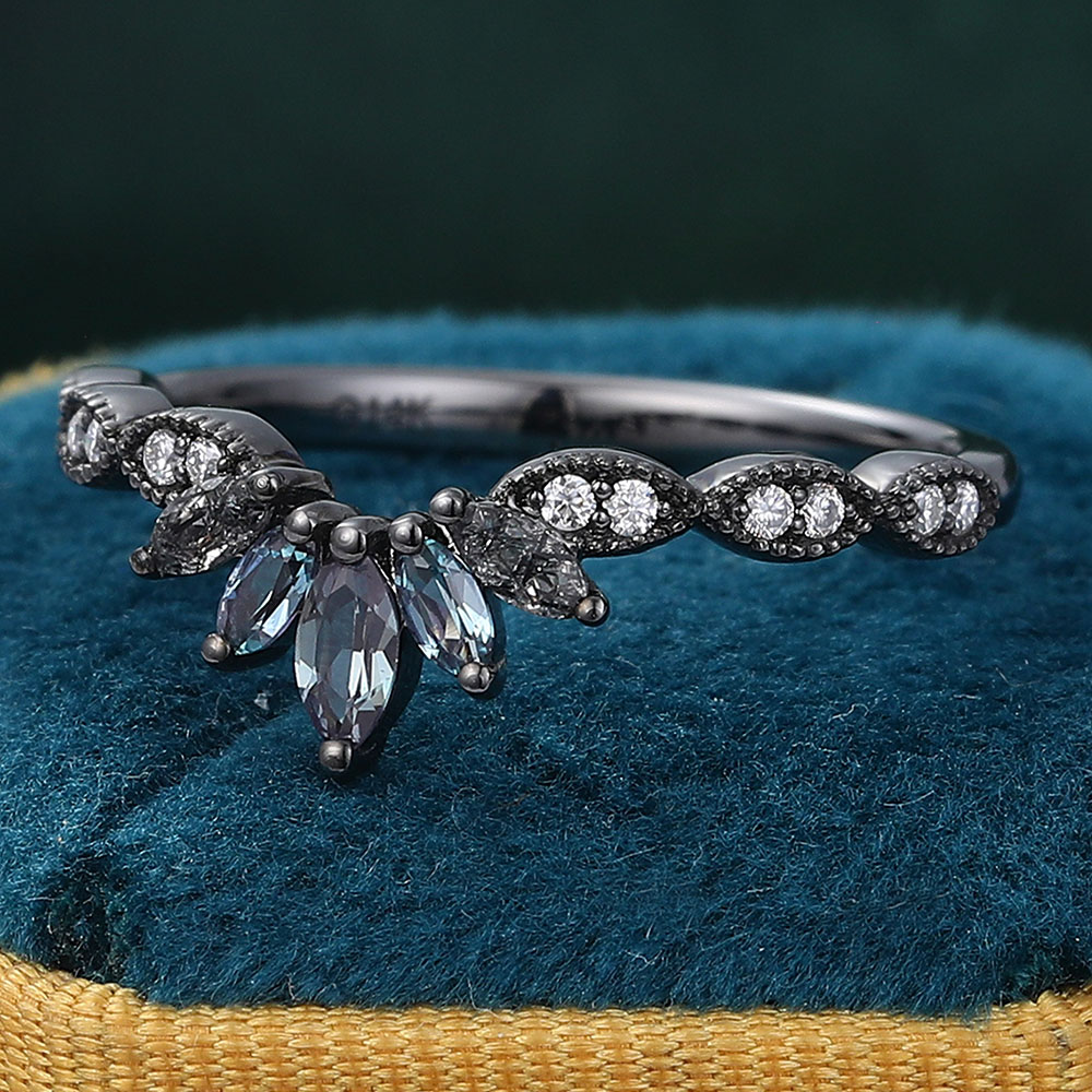 Black Gold Curved Wedding Band