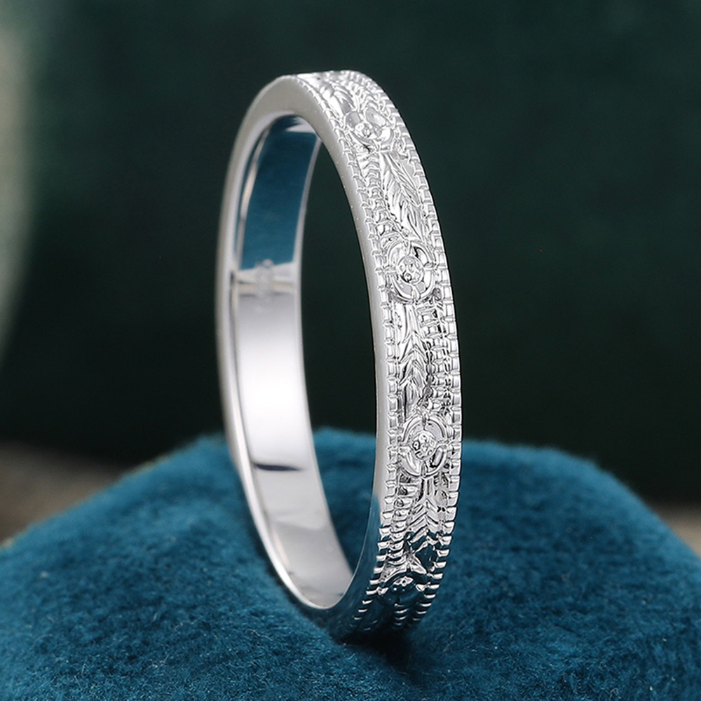 Juyoyo Celtic Eternity Engraved Wedding Band Nature Inspired Thick Stacking Ring for Men/Women