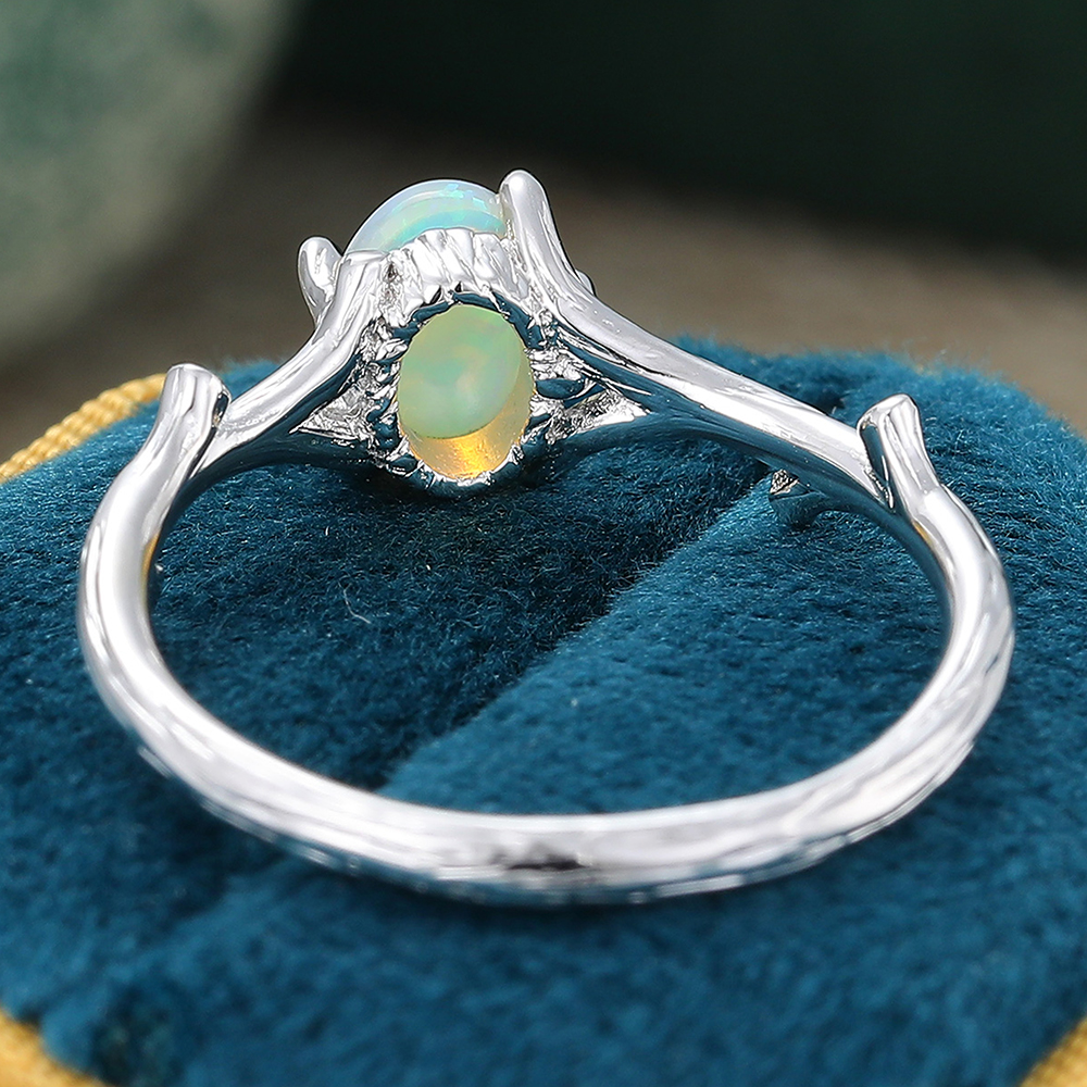 Juyoyo Delicate Oval Cut Opal Engagement Ring Nature Inspired Tree Branch Ring