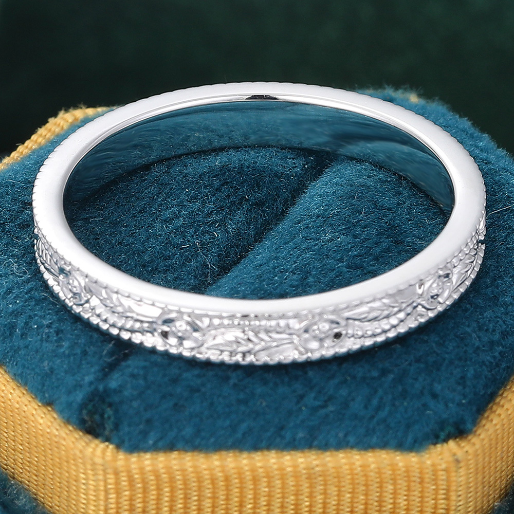 Juyoyo Celtic Eternity Engraved Wedding Band Nature Inspired Thick Stacking Ring for Men/Women