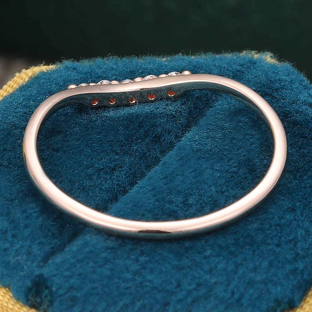 Juyoyo Dainty Moissanite Contour Wedding Band 5 Stones Stacking Promise Anniversary Ring Gift