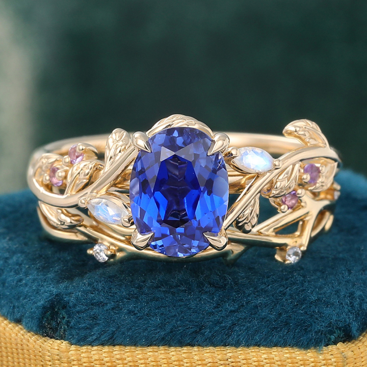 Blue Sapphire Engagement Ring Set