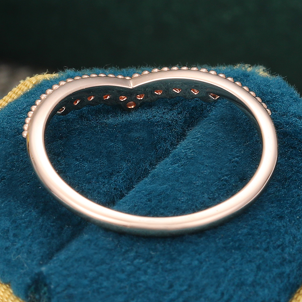 Juyoyo Rose Gold Moissanite Wedding Band Woman Diamond Curved Band Custom Matching Band