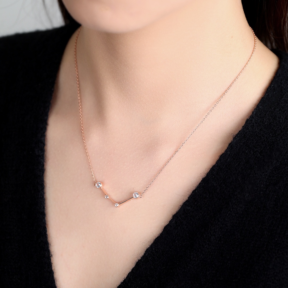 Rose Gold Aquarius Necklace - Zodiac Sign Necklace 
