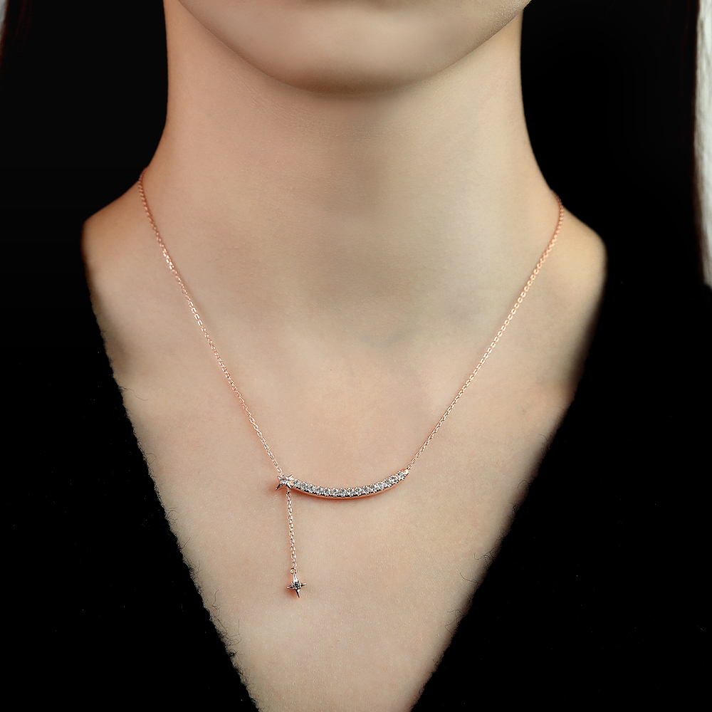 White Sapphire Stellar Curves Pendant Necklace