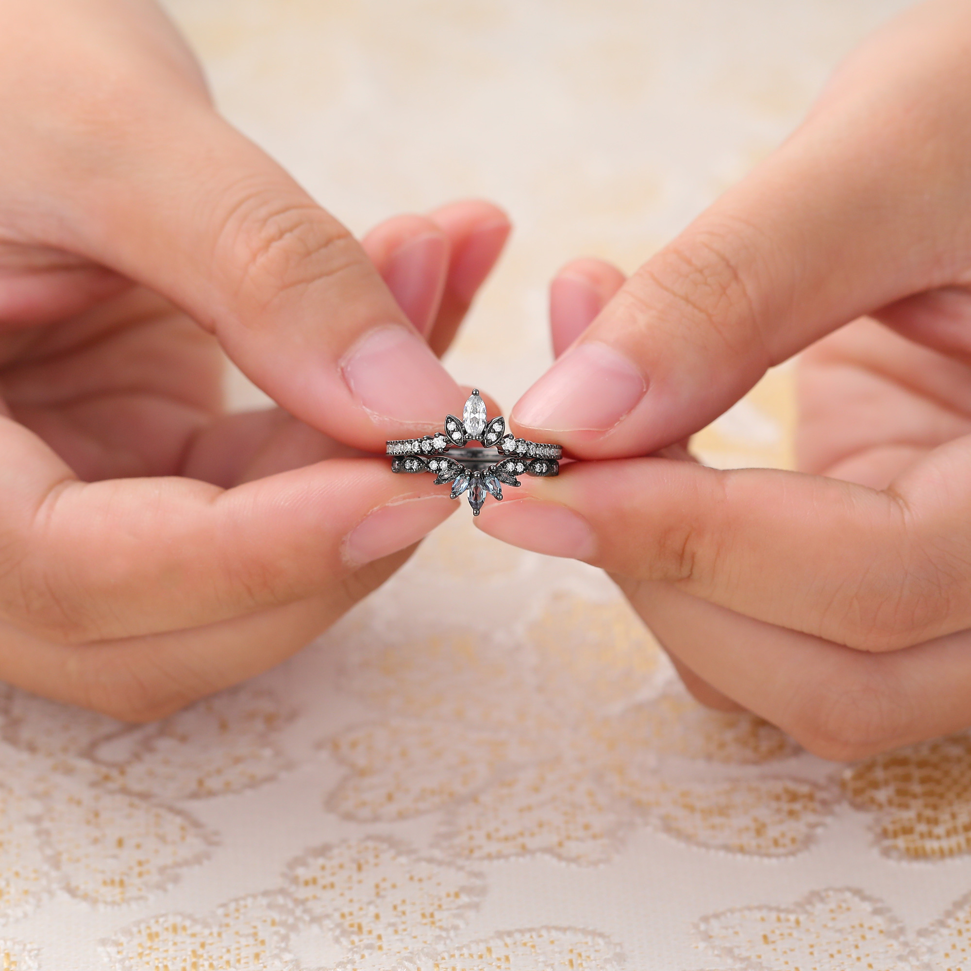 Alexandrite Double Wedding Band