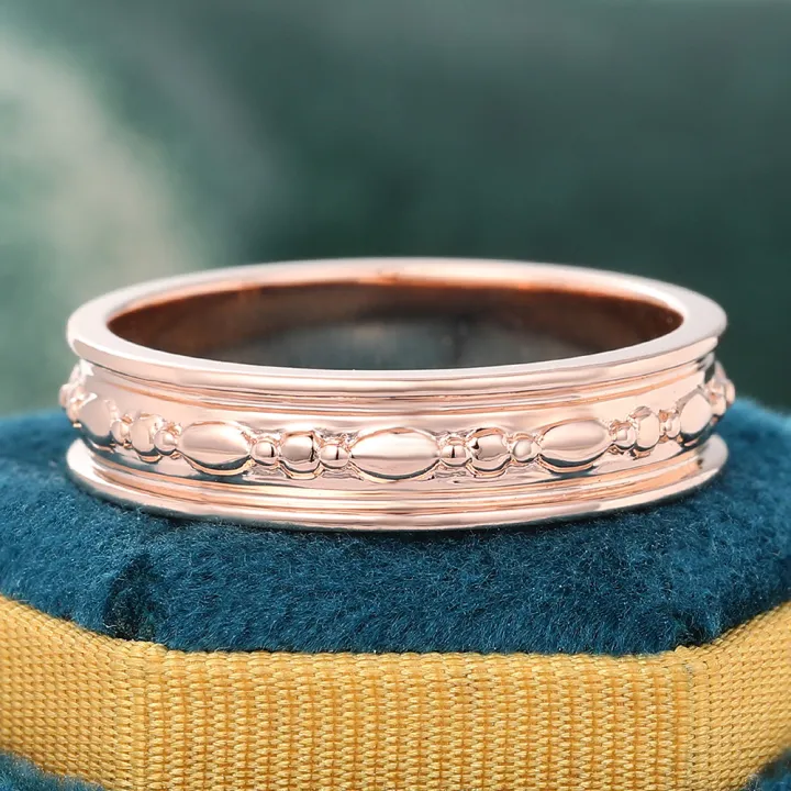2mm Engrave Wedding Band Wide Stacking Gold Ring
