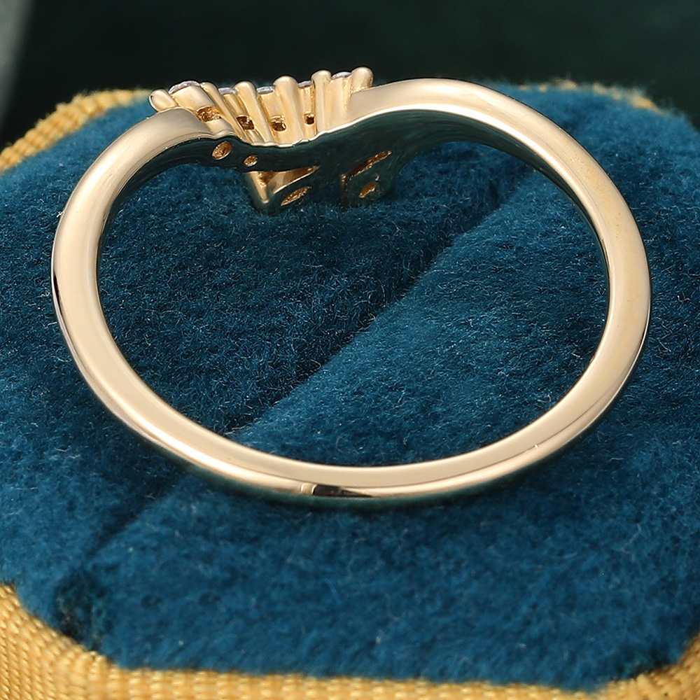 Juyoyo Marquise Cut Moissanite Curved Wedding Band Unique Gold Stacking Ring for Women