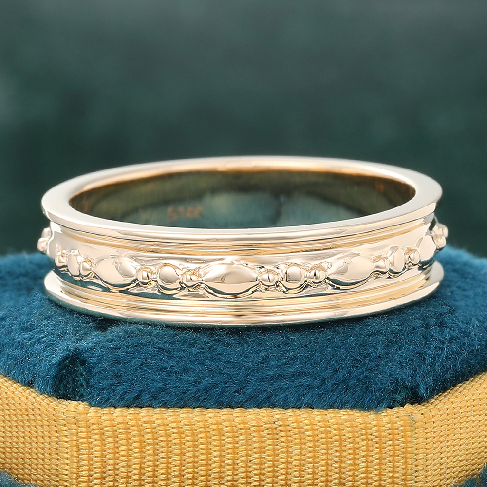 Juyoyo 2mm Engrave Wedding Band Wide Stacking Gold Ring  Yellow Gold
