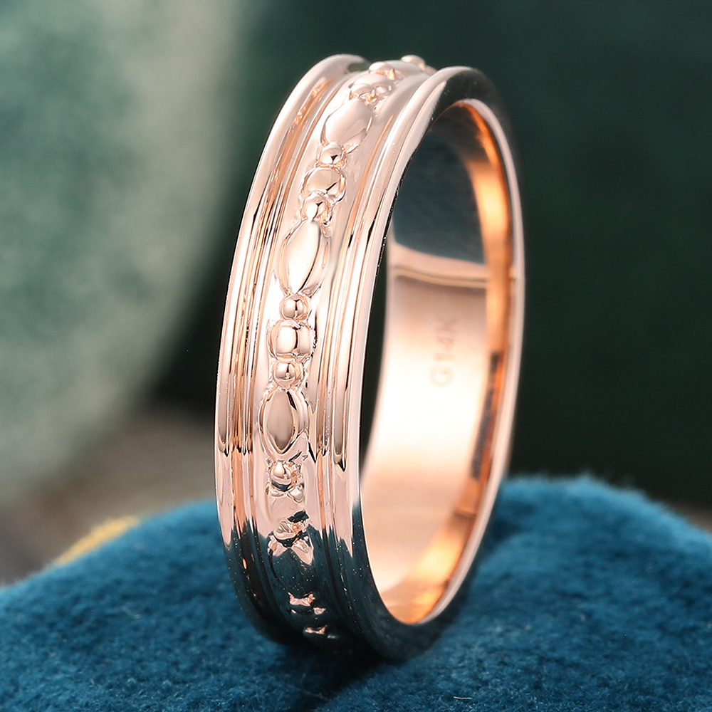 Juyoyo 2mm Engrave Wedding Band Wide Stacking Gold Ring 