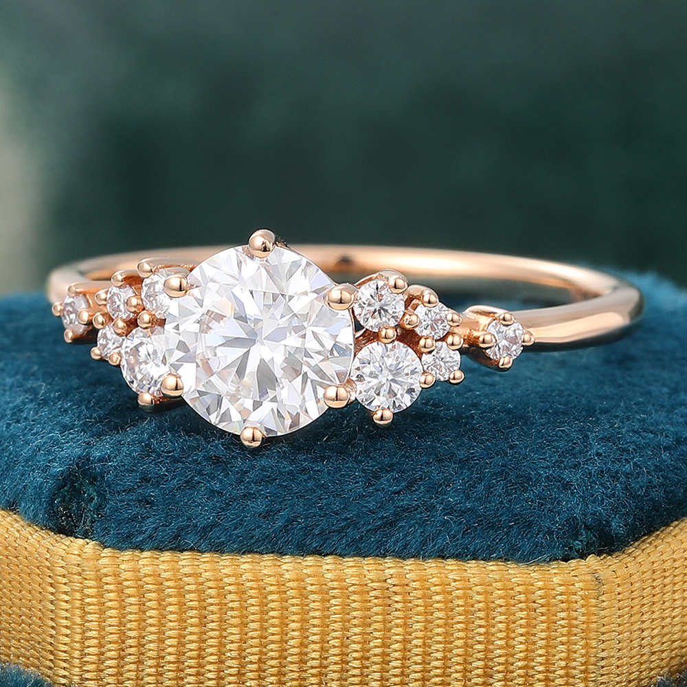 Juyoyo 1ct Moissanite Gold Vintage Engagement Ring 