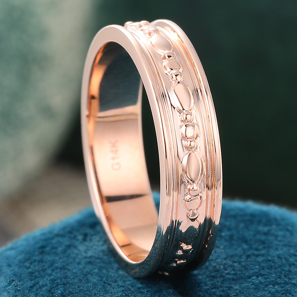 
2mm Engrave Wedding Band Wide Stacking Gold Ring 