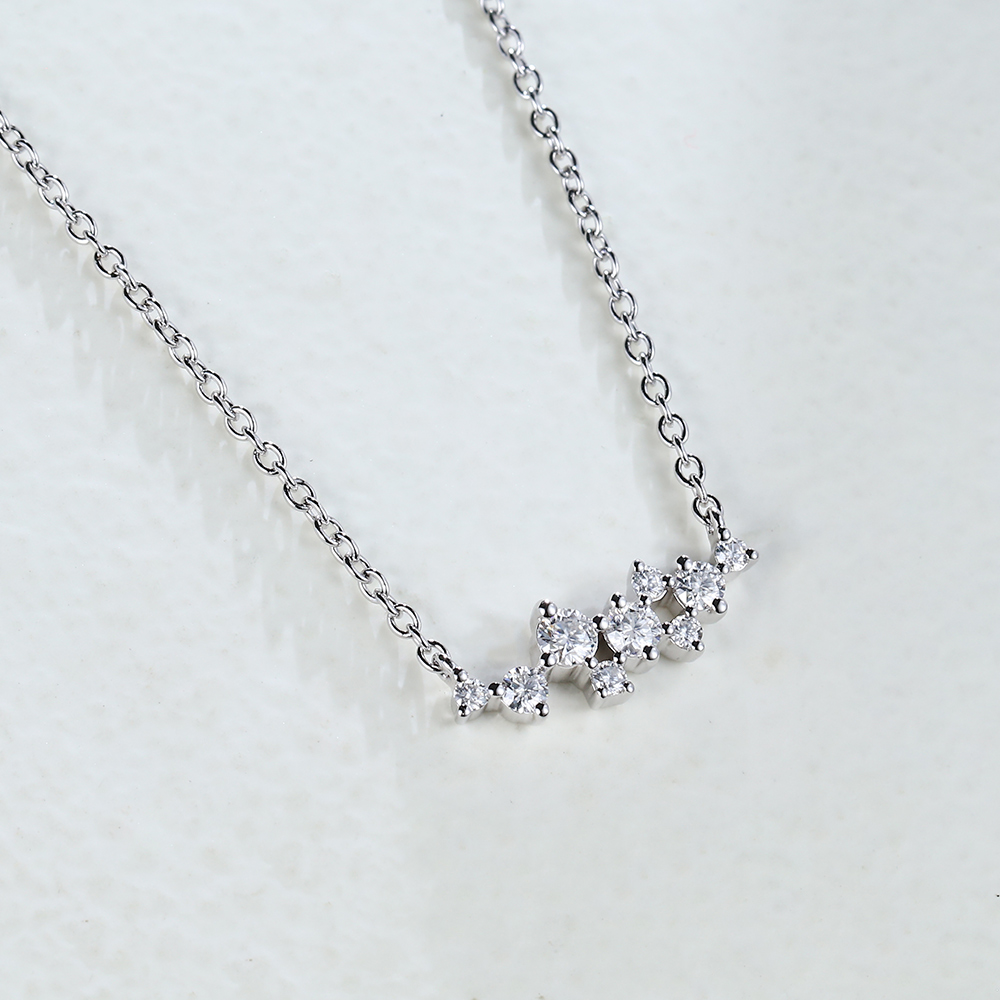 Cluster Moissanite Pendant Necklace With Cable Chain