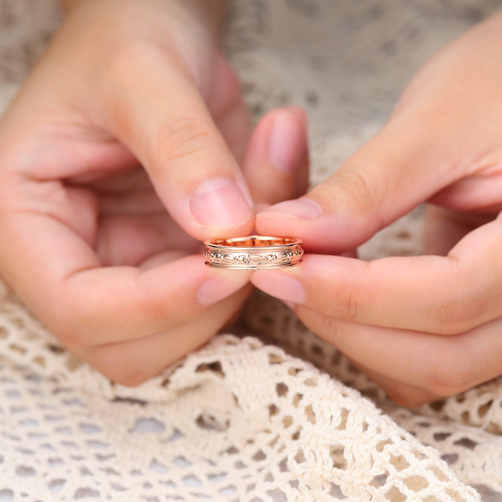 2mm Engrave Wedding Band Wide Stacking Gold Ring 