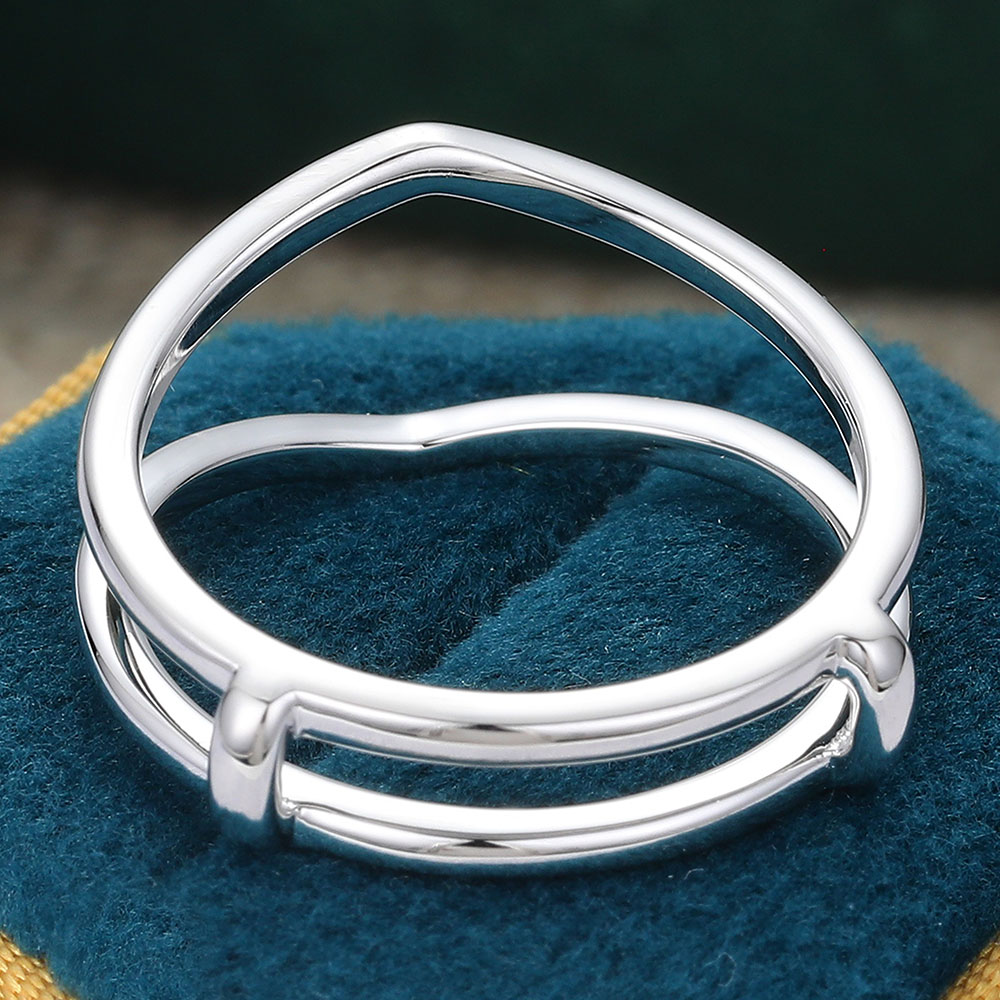 Juyoyo Solid Double Band Ring Curved Wedding Band Stackable Ring 14K White Gold