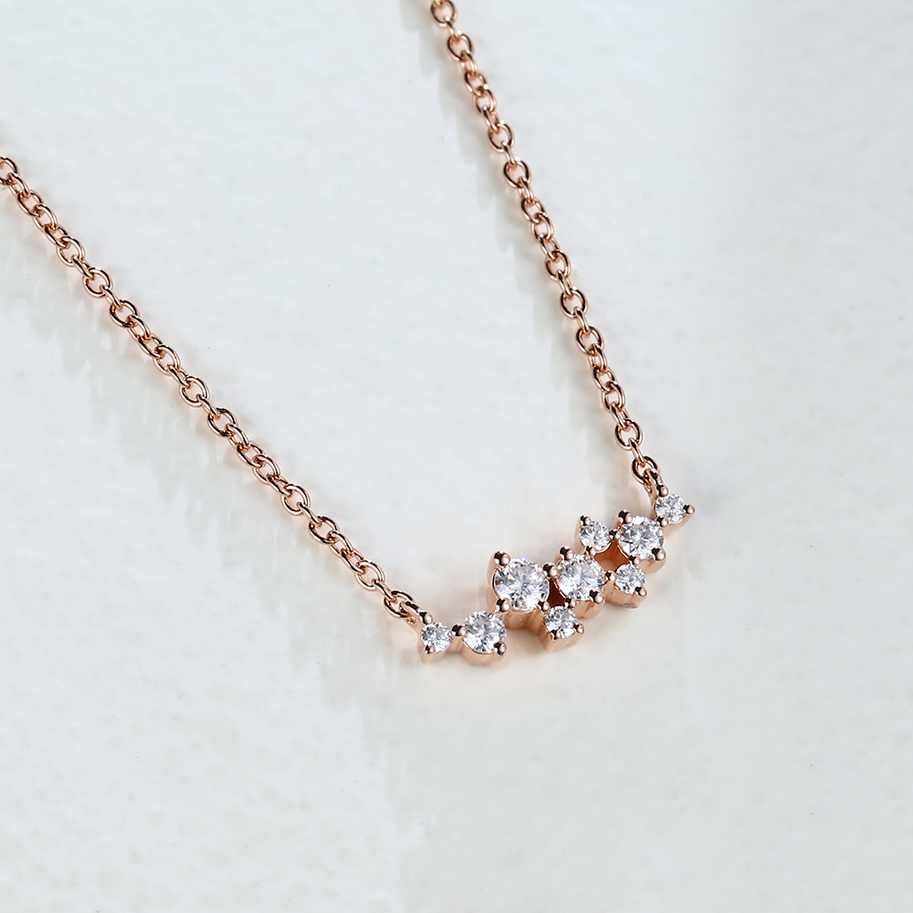 Cluster Moissanite Pendant Necklace With Cable Chain