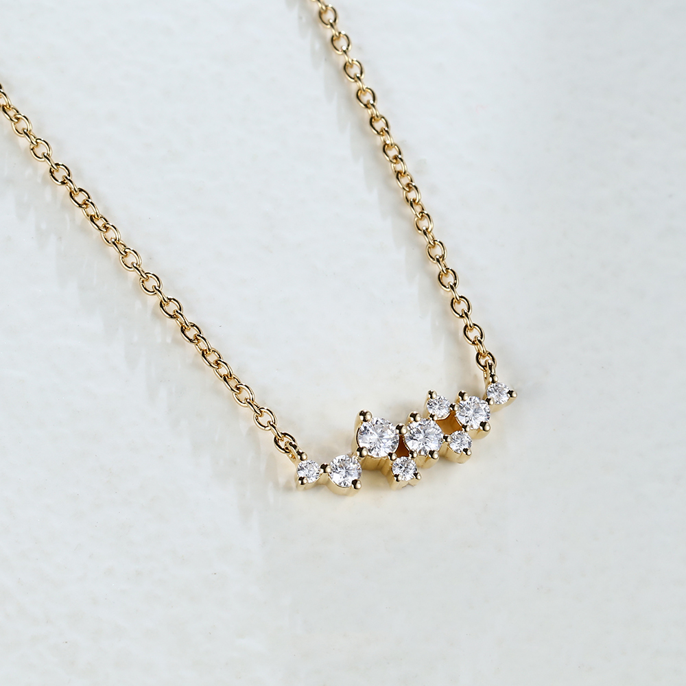 Cluster Moissanite Pendant Necklace With Cable Chain
