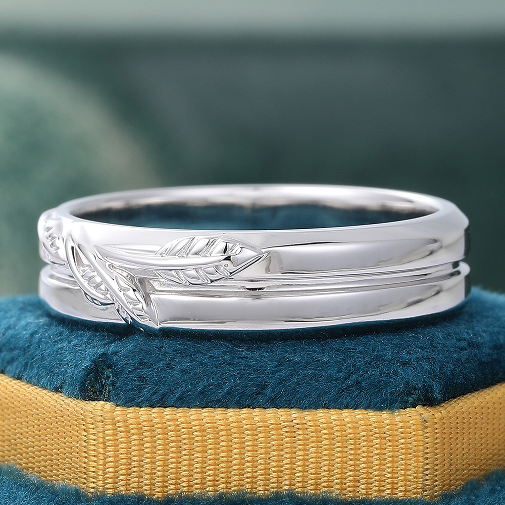 Juyoyo Silver Leaf Engraved Wedding Band for Women/Men Thick Vintage Stacking Ring 