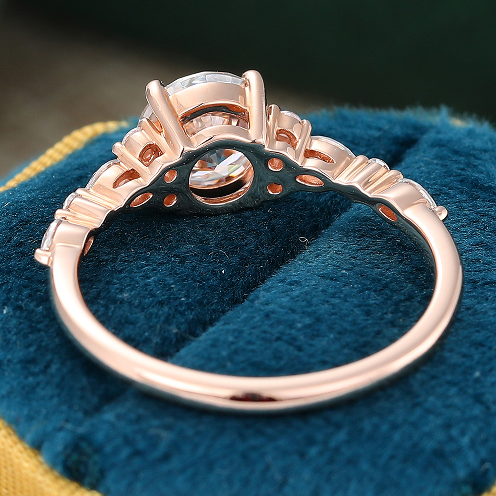 Juyoyo Round Moissanite Engagement Ring Vintage Bridal Ring Rose Gold Anniversary Promise Ring