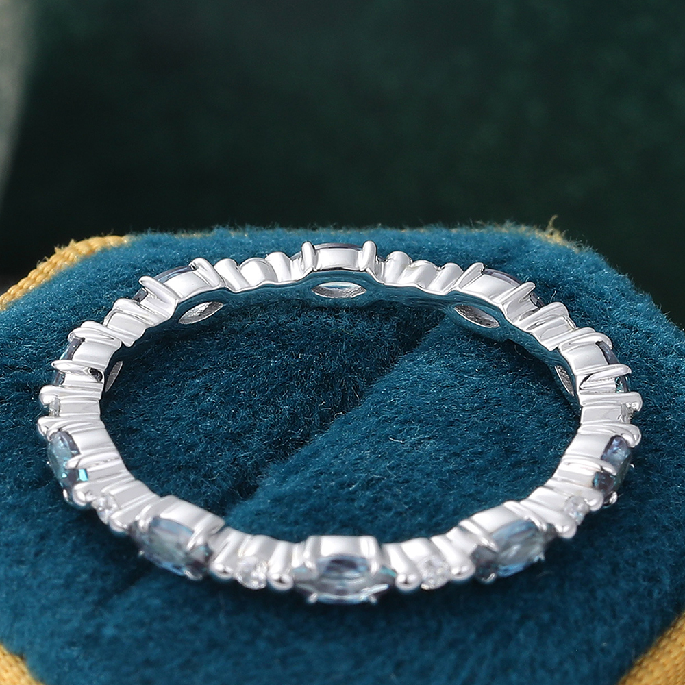 Juyoyo Marquise Cut Alexandrite Wedding Band Eternity Stacking Ring June Birthstone Gift