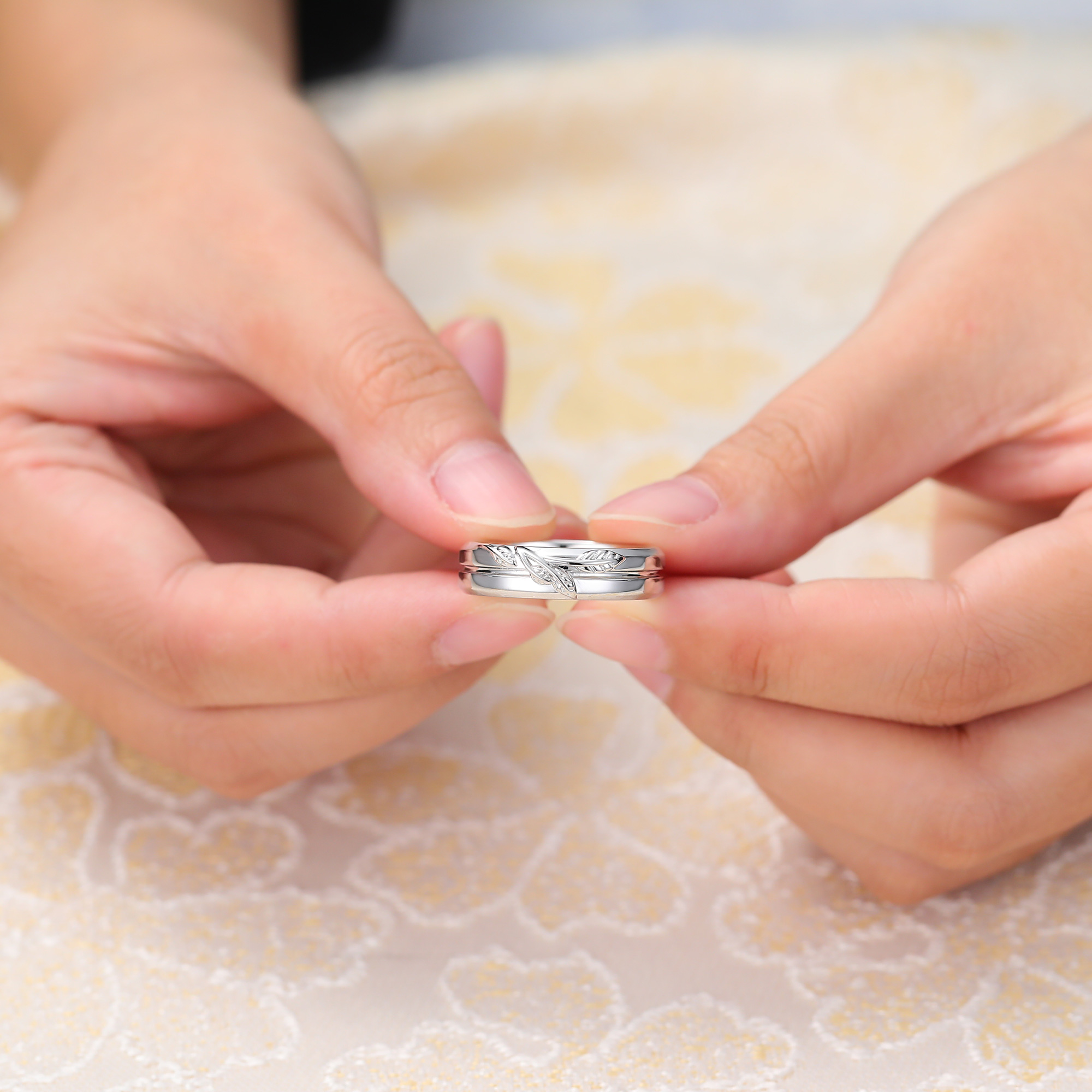 Juyoyo Silver Leaf Engraved Wedding Band for Women/Men Thick Vintage Stacking Ring 