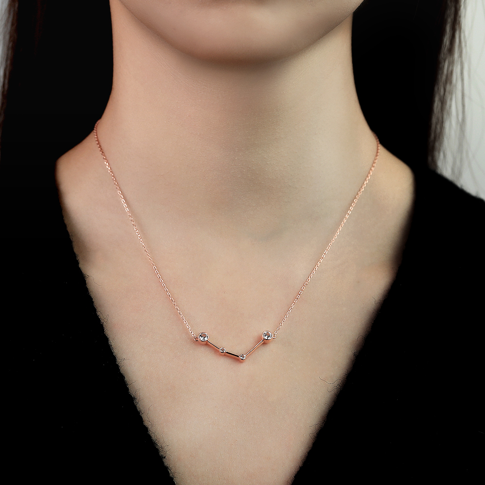 Rose Gold Aquarius Necklace - Zodiac Sign Necklace 