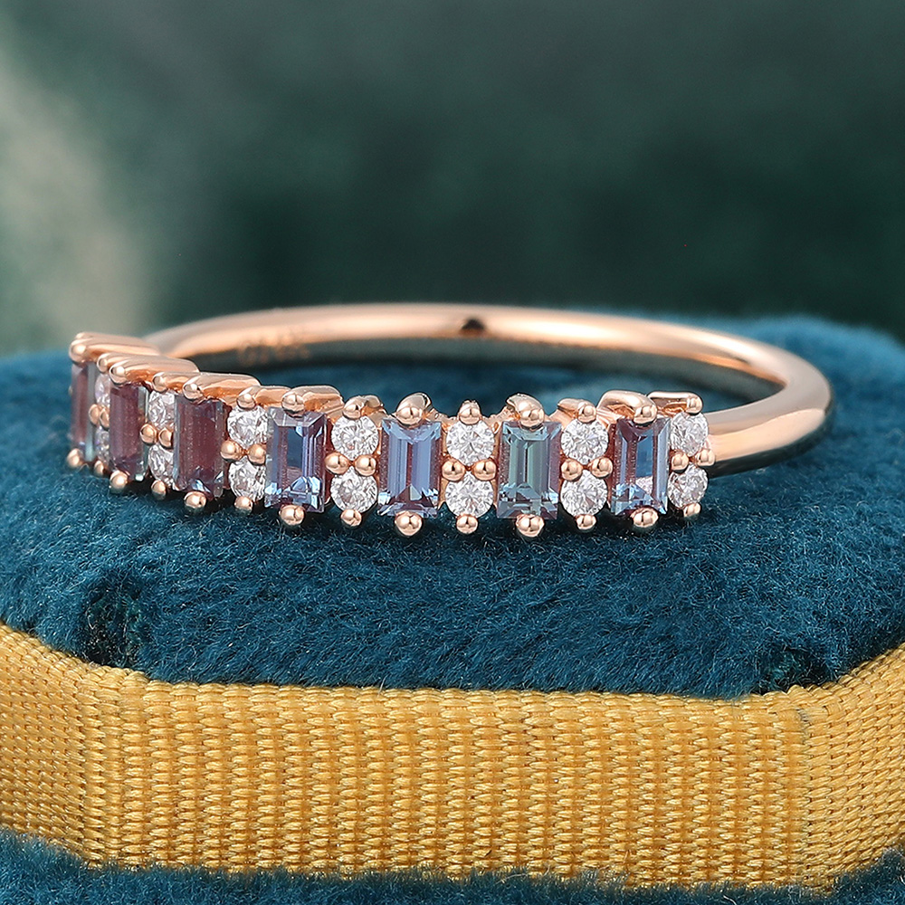 Lab Alexandrite Wedding Ring