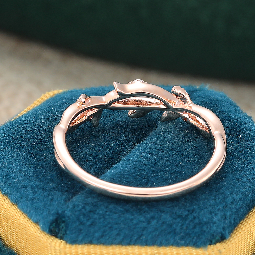 Juyoyo Diamond Rose Gold Stacking Ring Wedding Band